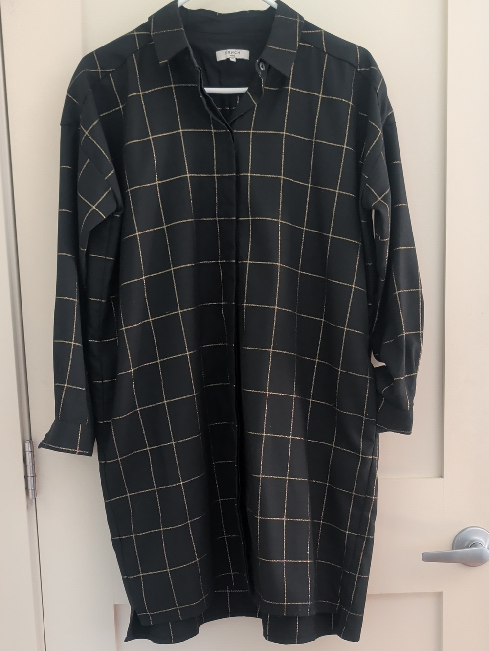 FRNCH Black and Gold Xsmall Shirt Dress